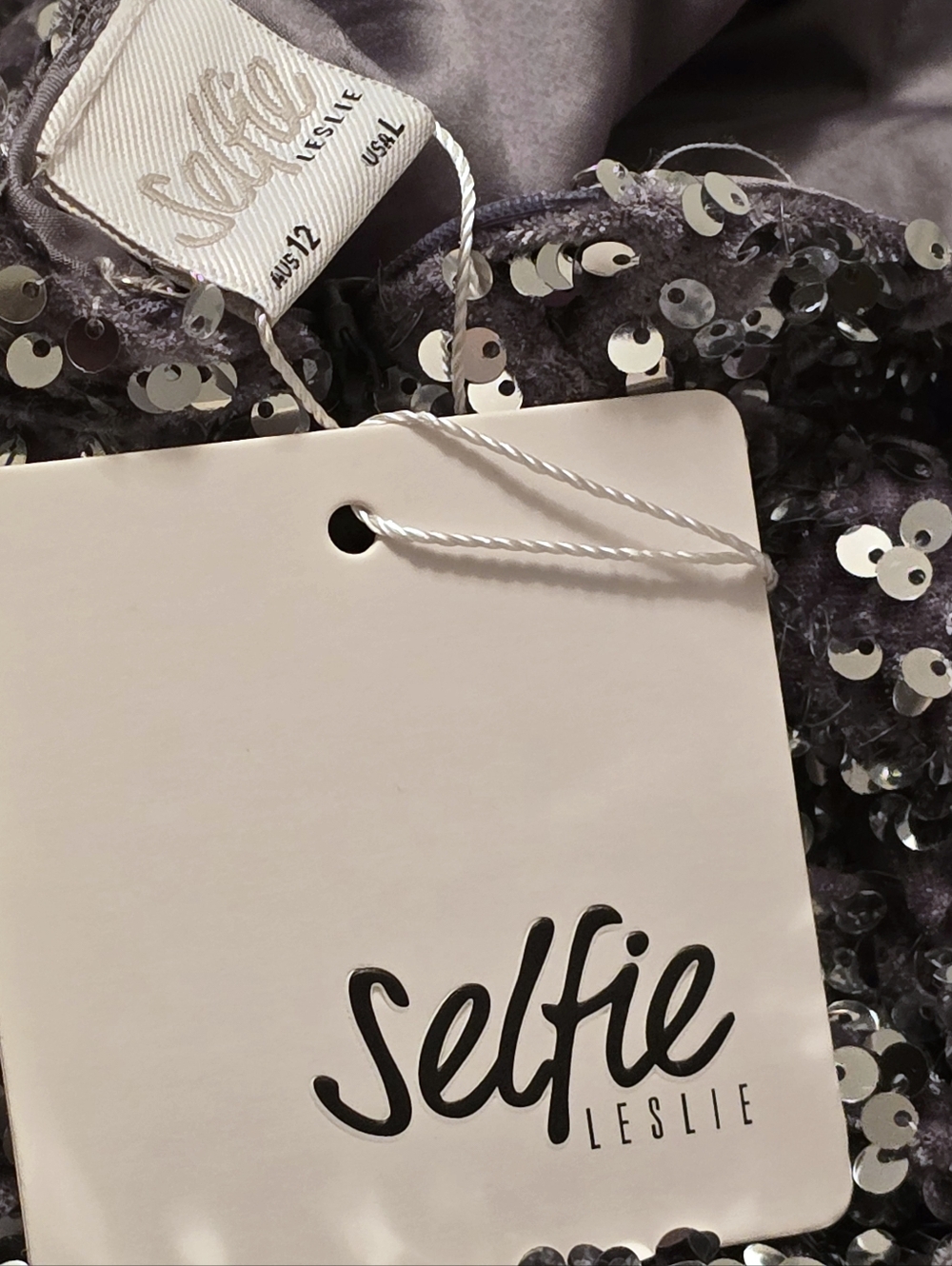 Selfie NWT Leslie Sequined Mini Dress Women's Sz Large/US 8 - Picture 15 of 16